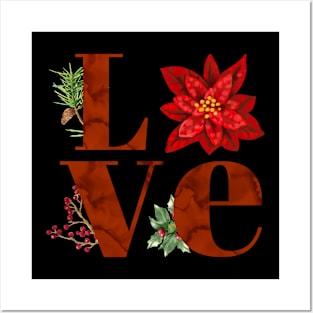 Christmas Love poinsettia Posters and Art